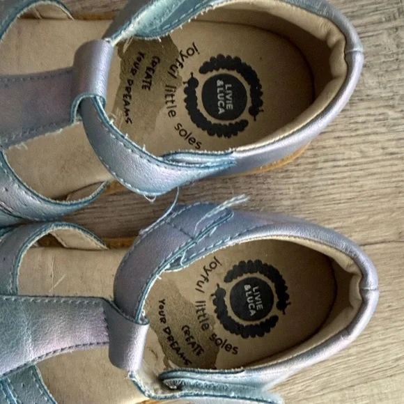 Livie & Luca Kids Sandals - Light Blue and White - Picture 2 of 5